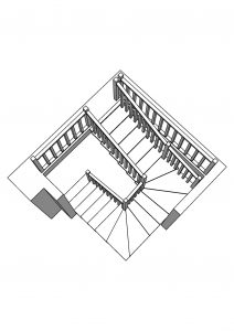 3d модель п-образная лестница в проеме