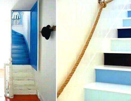 лестница в морском стиле покраска