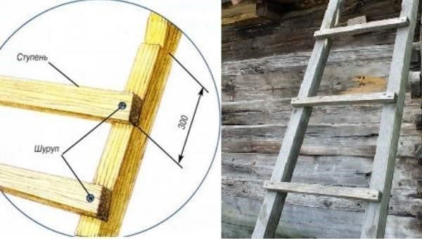 схема приставной лестницы из дерева