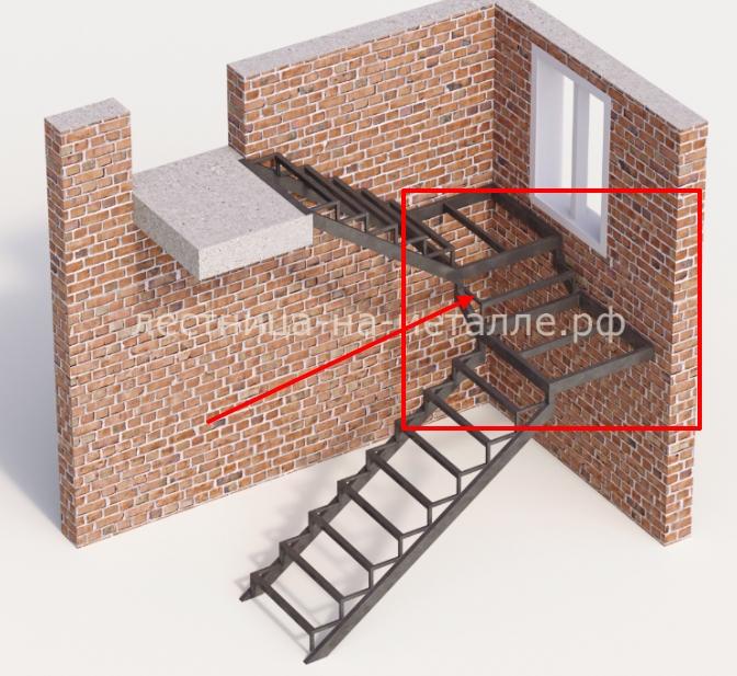 лестница с 2 площадками и ступенькой