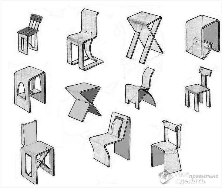 Эскизы стульев из фанеры