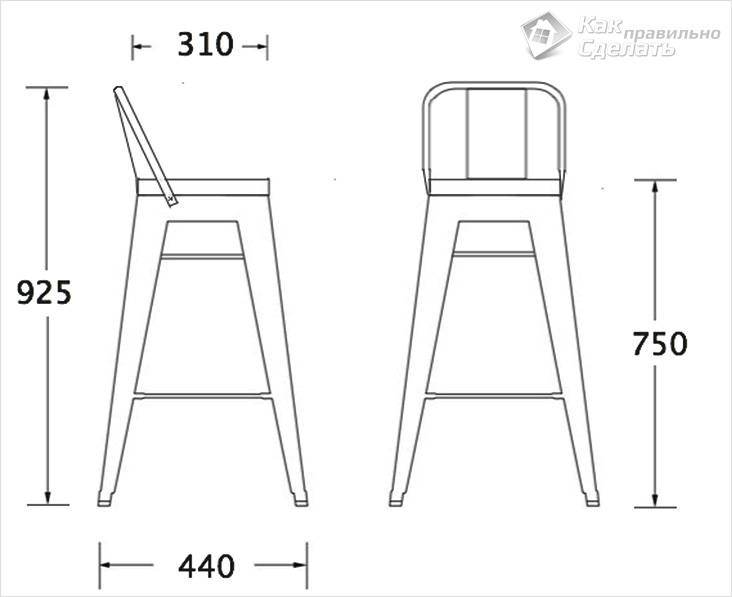 Схема барного стула